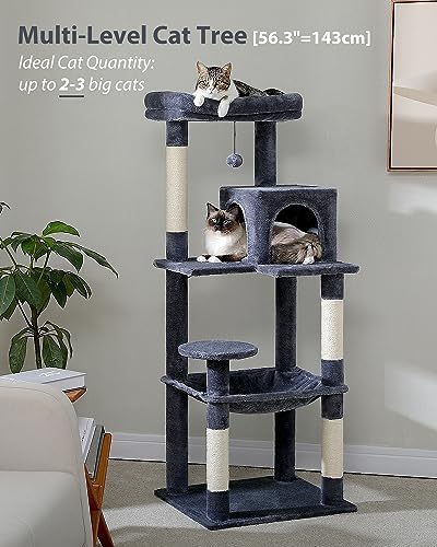 MUTTROS Cat Tree, 56.3" Multi-Level Cat Tower - Image 2