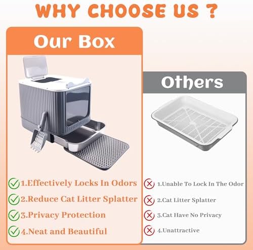 Stainless Steel Cat Litter Box Enclosed, Dual Entry, Pull-Out Tray - Image 7