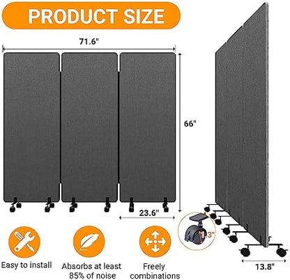 3 Panel Soundproof Room Divider, Portable Acoustic Office Divider - Image 7