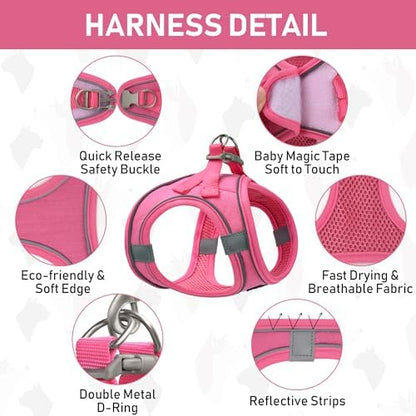 GAMUDA Small Pet Harness Collar and Leash Set, Step in No Chock No Pull Linen - Image 3