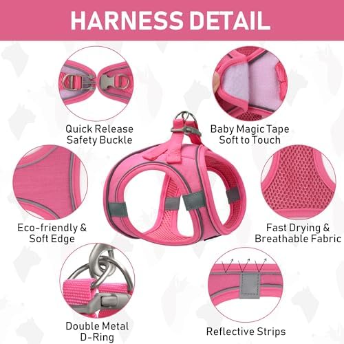 GAMUDA Small Pet Harness Collar and Leash Set, Step in No Chock No Pull Linen - Image 3