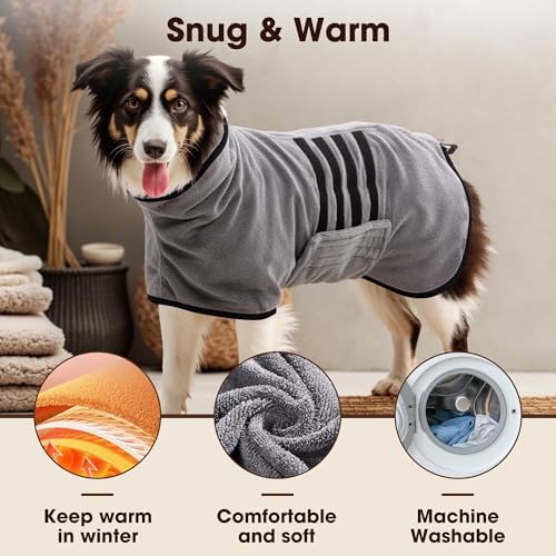 Microfiber Dog Bathrobe, Super Absorbent Dog Drying Coat - Image 2