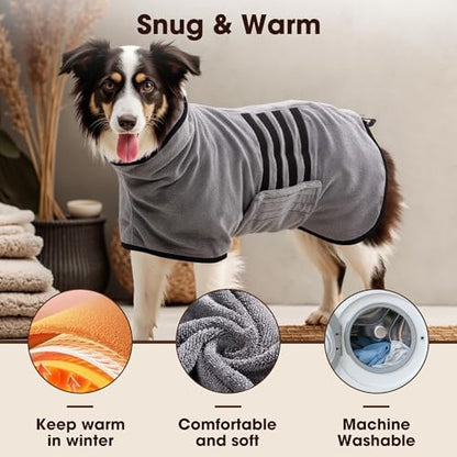 Microfiber Dog Bathrobe, Super Absorbent Dog Drying Coat - Image 2