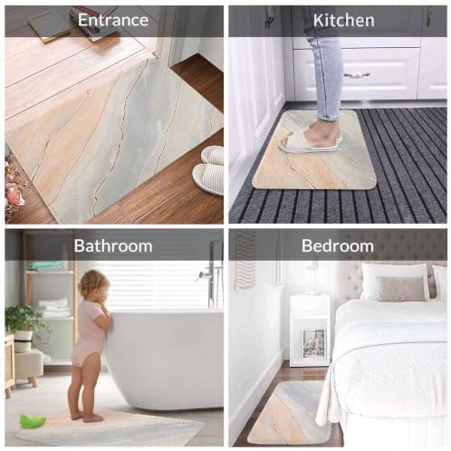 Marble Bath Mat for Bathroom Light Marble Texture Stone Rock Floor Grey Pink - Image 4