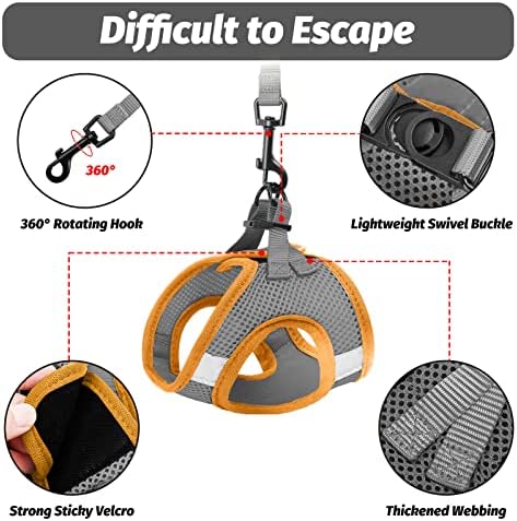 FAYOGOO Gray Escape Proof Cat Harness & Leash Set, XL - Image 4