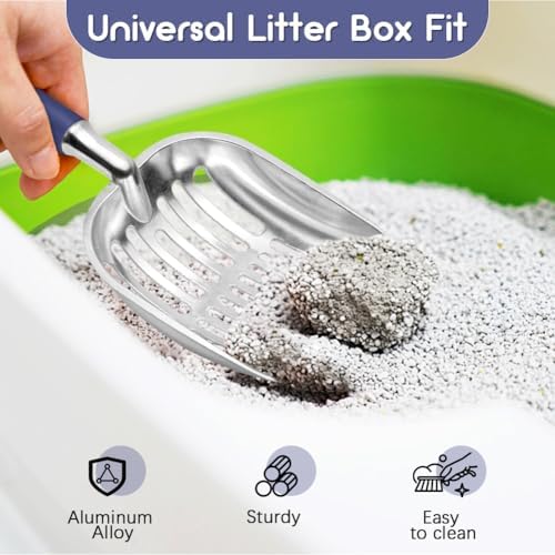 Showvigor Cat Litter Scoop, Metal Cat Scooper, Plastic Handle Scoop, Sifting - Image 6