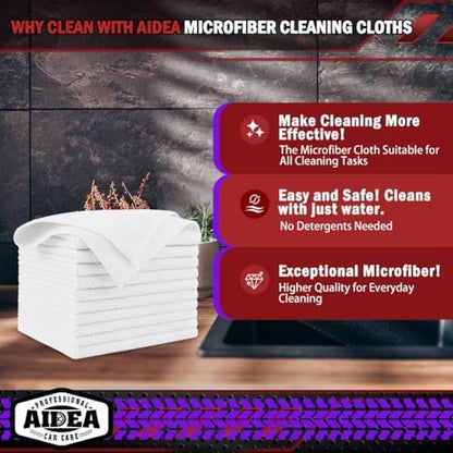 AIDEA White Microfiber Cleaning Cloth 10PK, Cleaning Rags 12×12" - Image 2