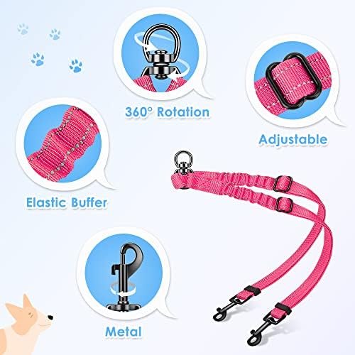 AUTOWT Double Dog Leash, No Tangle 360°Swivel Rotation Reflective Lead - Image 4