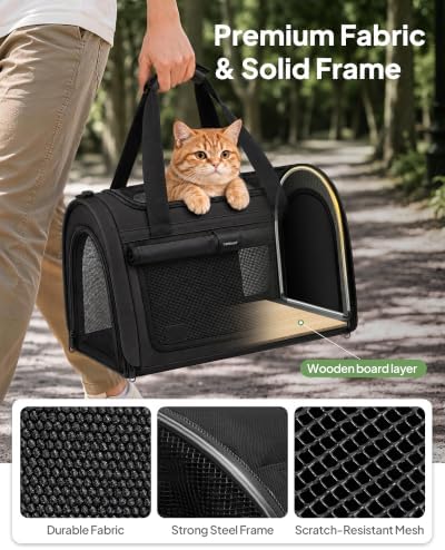 Backpackable Cat Carrier 17"x11"x11", Soft-Sided Collapsible Pet Carrier - Image 5