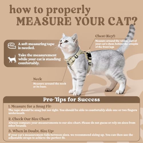 rabbitgoo Cat Harness and Leash Set, Escape Proof Vest, Foamy Coffee - Image 2