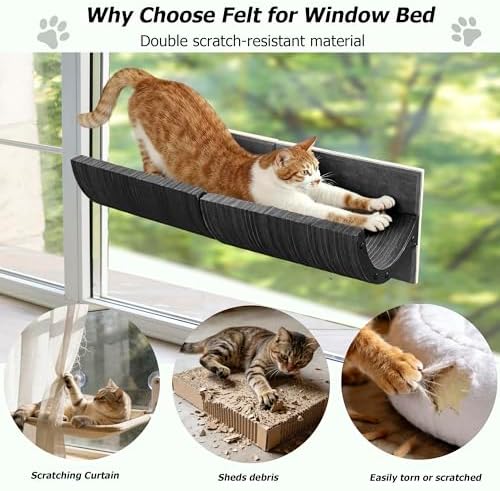 Cat Window Perch with Scratching Bed, Versatile Climbing Shelves Mounted by - Image 2