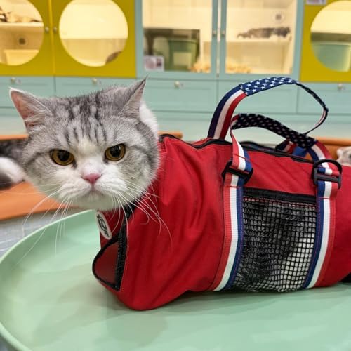 Cinf Cat Nail Clipping Cleaning Grooming Restraint Bag （Free Muzzle） No - Image 2