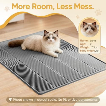 TRZZ XXL Cat Litter Mat, Large Silicone Waterproof Mat - Image 3
