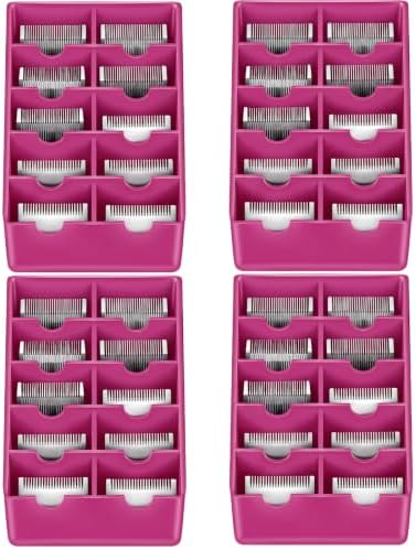 4 Pack Pink Clipper Blade Holder 10 Slot Clipper Razor Blade Rack Storage Tray by Yiyiring