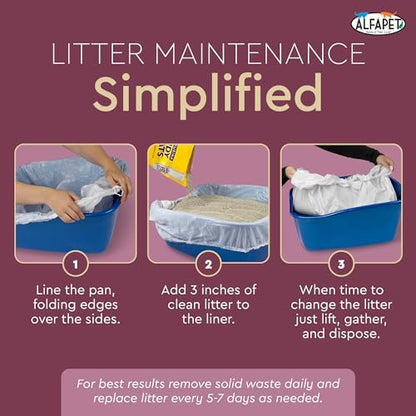 Alfapet Cat Litter box liner Disposable, Elastic Liners- 24-count-For Medium - Image 3