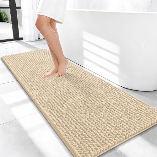 OLANLY Thick Chenille Bathroom Runner Rugs 47x20, Absorbent Bath Mat by OLANLY