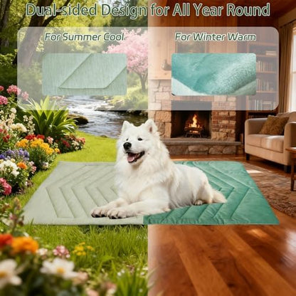 Washable Dog Crate Mat & Cooling Dog Mat Size C Green - Image 4