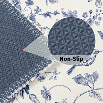 Chinoiserie Flower Bath Rug Blue Leaves Bathroom Mat 20"x32" Soft Plush - Image 5