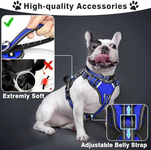 WINSEE Pet Harness Collar and Leash Set, All-in-one Reflective Dog Harness No - Image 2