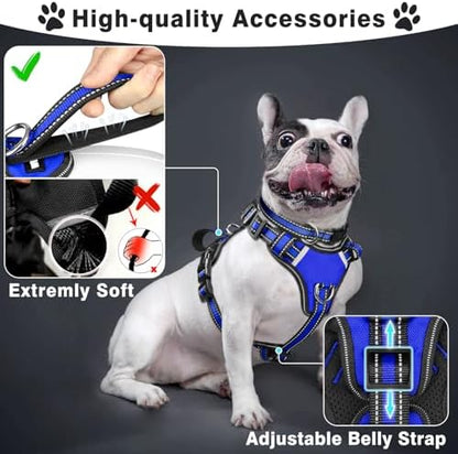 WINSEE Pet Harness Collar and Leash Set, All-in-one Reflective Dog Harness No - Image 2