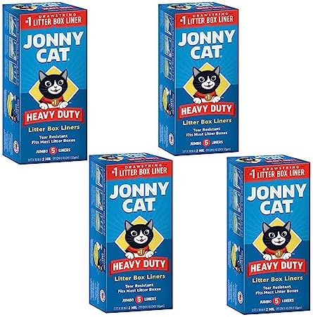 JONNY CAT Litter Box Liners, Heavy Duty Drawstring Liners, 5 Liners per Box by JonnyCat
