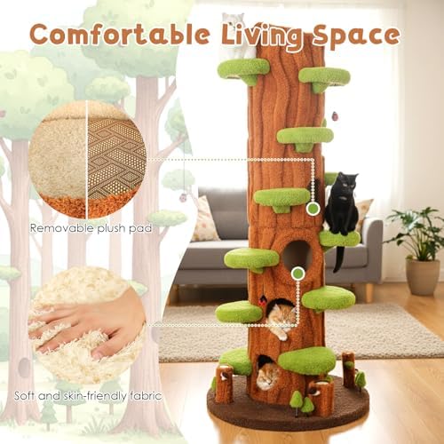 NUNU LAB Large Cat Tree for Indoor Cats – Multi-Level Solid Wood - Image 5