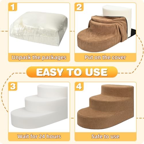 Dog Stairs 3 Steps Foam Pet Ramp - Image 6