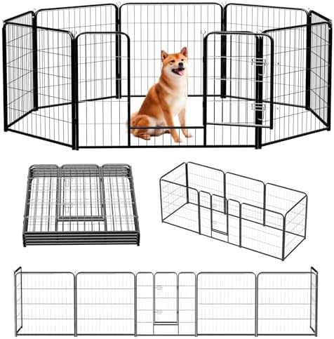 NEWBULIG Dog Playpen Indoor 32 Inch 8 Panels, Metal Outdoor Dog Fence Pen by NEWBULIG