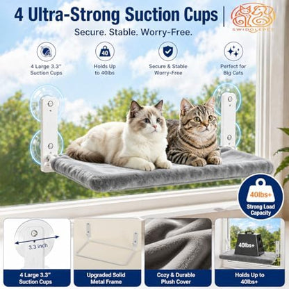 Cordless Cat Window Perch, Foldable Stable Cat Hammock, Breathable - Image 4