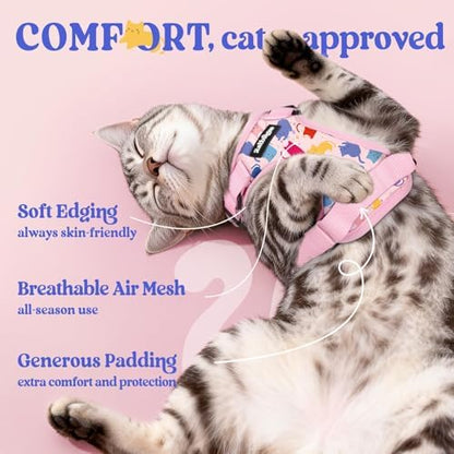 rabbitgoo Cat Harness and Leash Set, Escape Proof Vest, Purrty Pink - Image 4