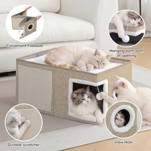 Extra-Wide Cat Houses for Indoor Cats, Large Cat Cave Bed - Image 2