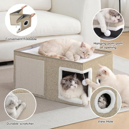 Extra-Wide Cat Houses for Indoor Cats, Large Cat Cave Bed - Image 2