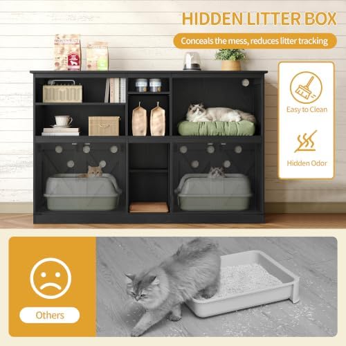 Hzuaneri Double cat Litter Box Enclosure, Cat Cabinet - Image 4