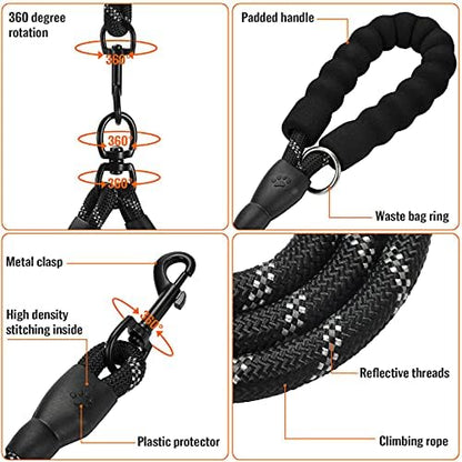 Double Dog Leash Reflective Detachable Coupler &360° Swivel Tangle Free - Image 3