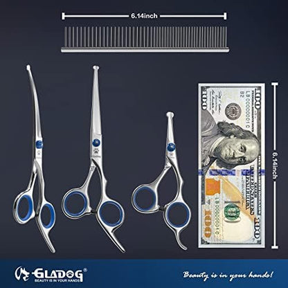 Dog Grooming Scissors Kit with Safety Round Tips, GLADOG Professional 6 in 1 - Image 5