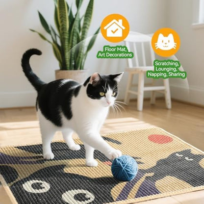 3-in-1 Sisal Cat Scratcher Mat Floor & Wall Cat Scratching Pad 23.6x15.7'' - Image 7