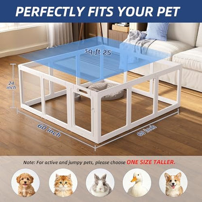 Clear Acrylic Dog Playpen Indoor Pet Pen, 12 Panels - Image 5