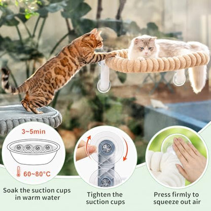 Sunhoo Foldable Cat Window Perch, Large Suction Cup Kitty Hammock - Image 6