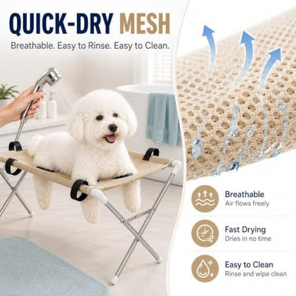 Pet Grooming Hammock with Stand, Foldable Dog Bath Table - Image 4