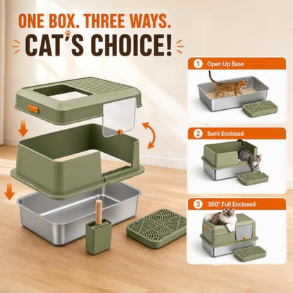 XL Enclosed Stainless Steel Litter Box - Image 2