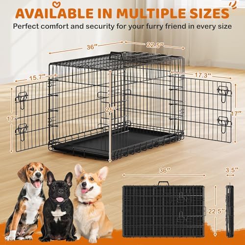 Yaheetech 36in Double Door Metal Dog Crate w/Divider - Image 2