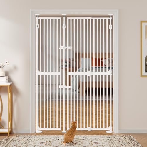 unipaws 75" High Extra Tall Cat Safety Gate, Auto Closing and No Drilling by unipaws