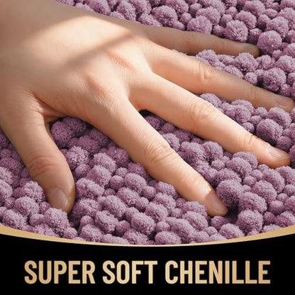 OLANLY Thick Chenille Absorbent Bathroom Rugs Mat 30x20, Deep Plum - Image 2