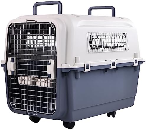 Elevon Plastic Kennels Pet Carrier Rolling Plastic Airline Approved Wire Door by ELEVON