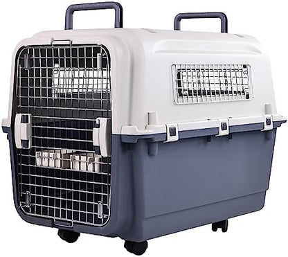 Elevon Plastic Kennels Pet Carrier Rolling Plastic Airline Approved Wire Door by ELEVON