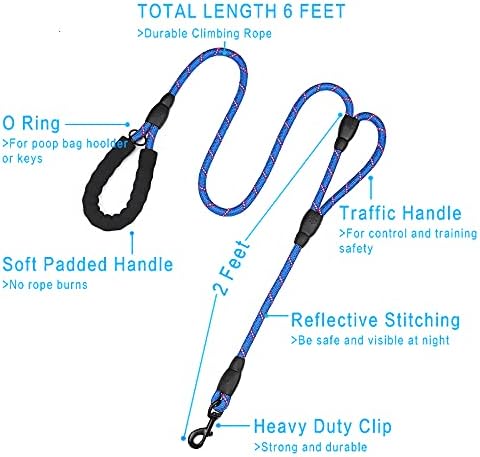 PLUTUS PET Rope Dog Leash 6ft Long, Traffic Padded Two Handle, Heavy Duty - Image 2