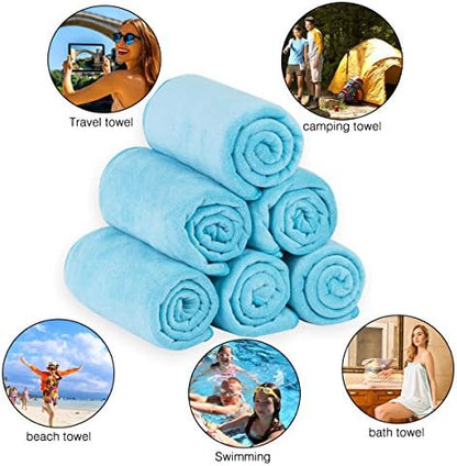 JML Microfiber Bath Towels Set, 6 Pack, Sky Blue - Image 5