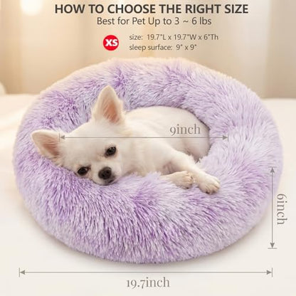 nononfish Cozy Calming Dog Bed, Soft Plush Donut Pet Bed - Image 3