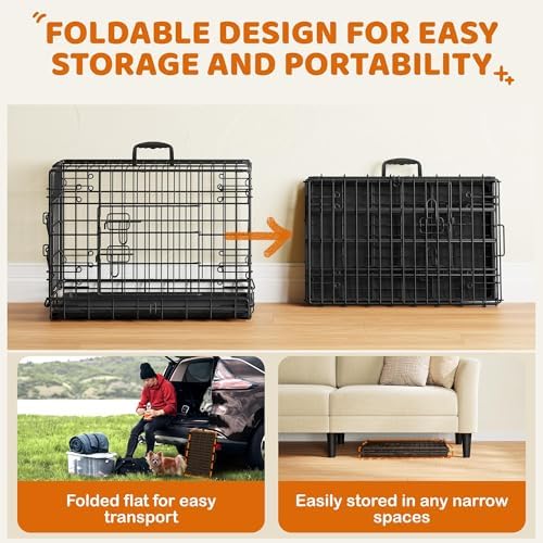 Yaheetech 24inch Double Door Dog Crate w/Divider, Collapsible Metal Kennel - Image 6