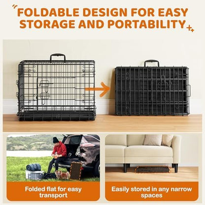 Yaheetech 24inch Double Door Dog Crate w/Divider, Collapsible Metal Kennel - Image 6
